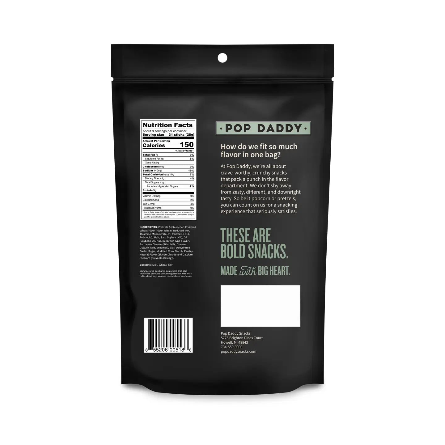 Pop Daddy – Garlic Parmesan Seasoned Pretzels 7.5oz