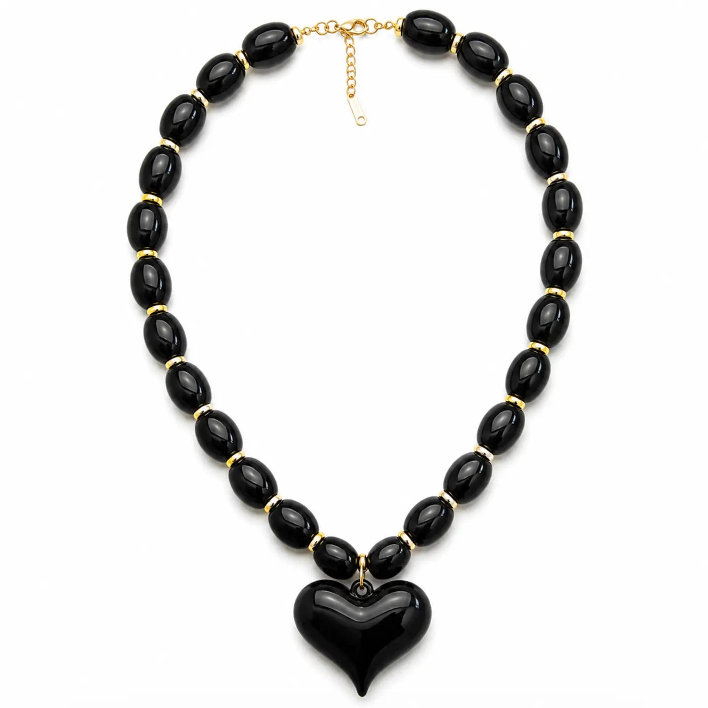 Almafi Black Resin Heart Chunky Statement Necklace