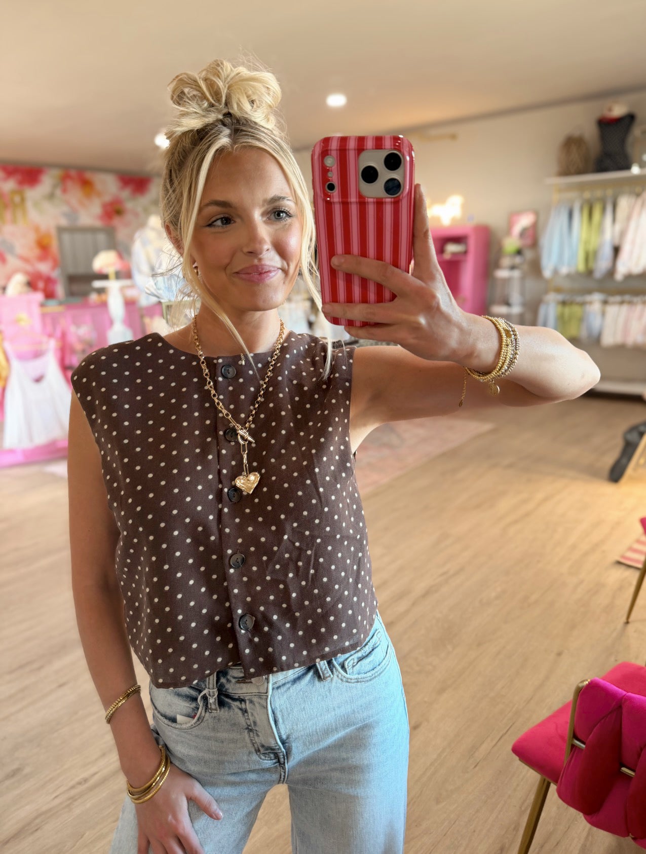 polka dipped top