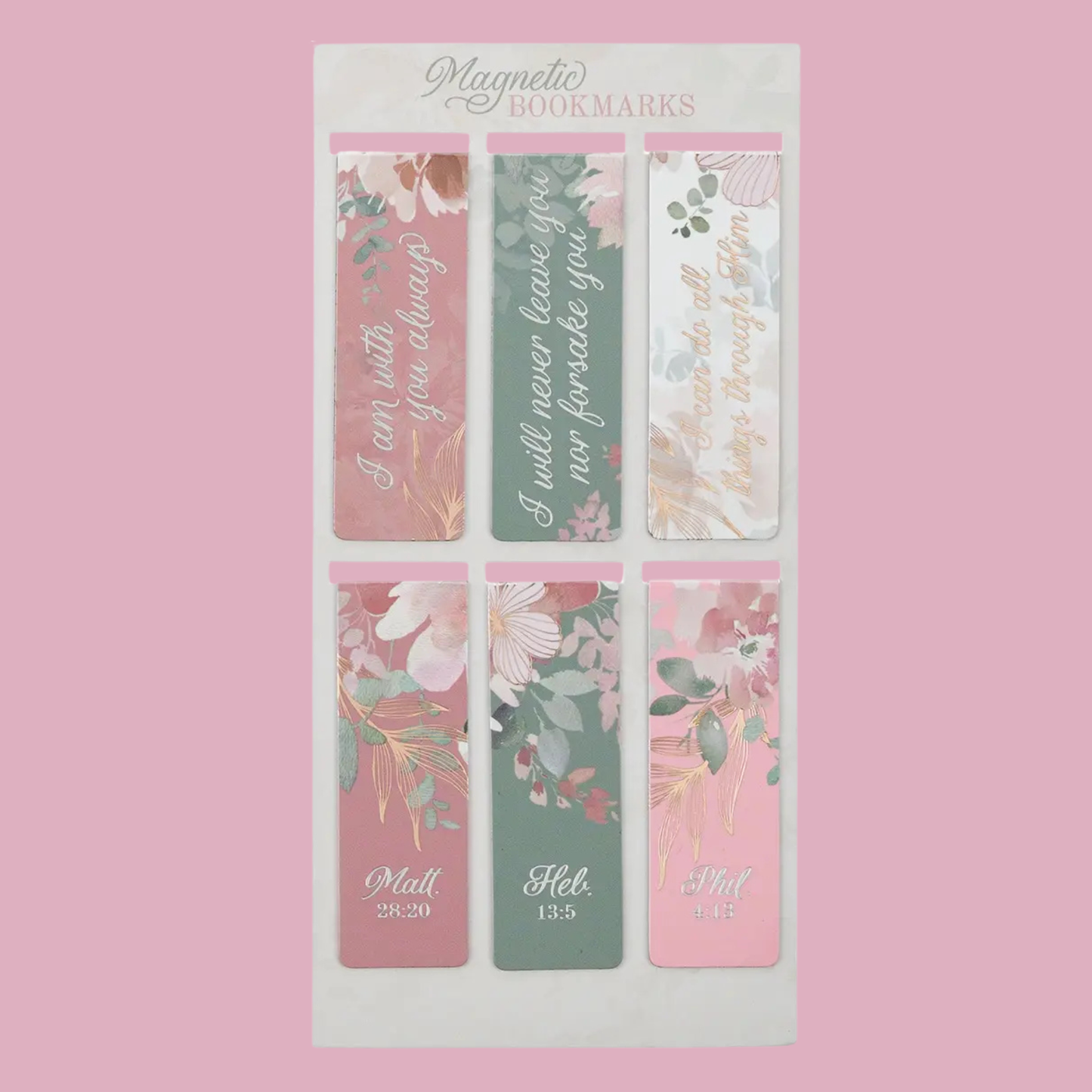 Magnetic Bookmark Set Foiled Floral