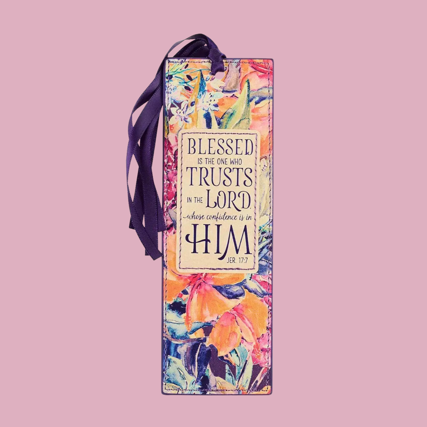 Blessed Is the One Faux Leather Bookmark - Jeremiah 17:7