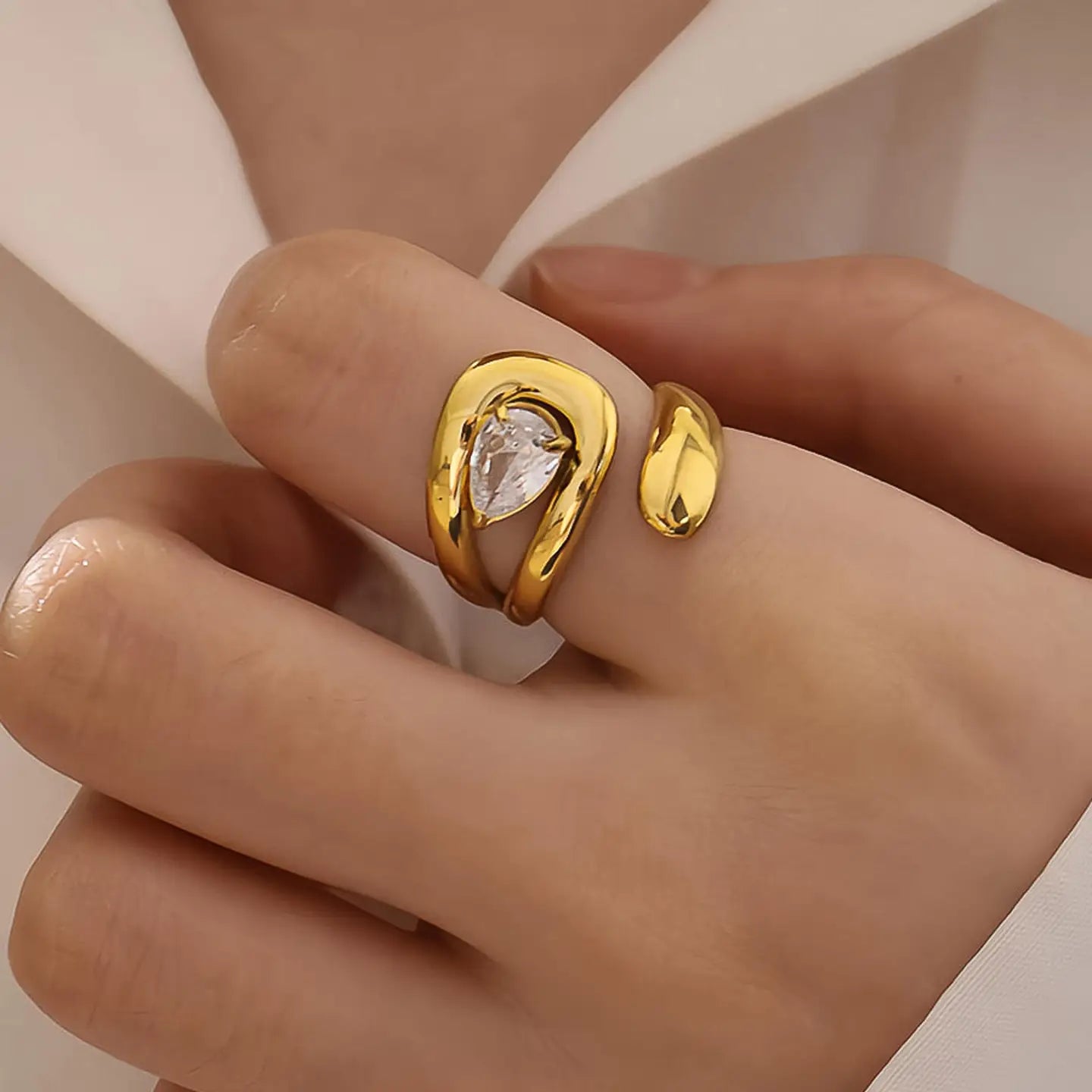Ronnie 18K Gold Non-Tarnish Wrap Cz Ring