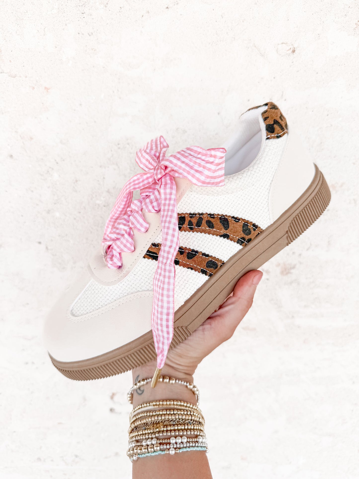 Step It Up Shoelaces-Gingham Pink