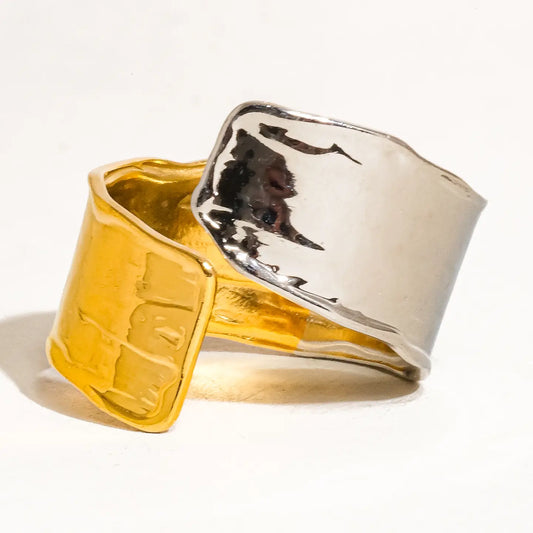 Emmy 18K Gold Non-Tarnish Textured Open Ring