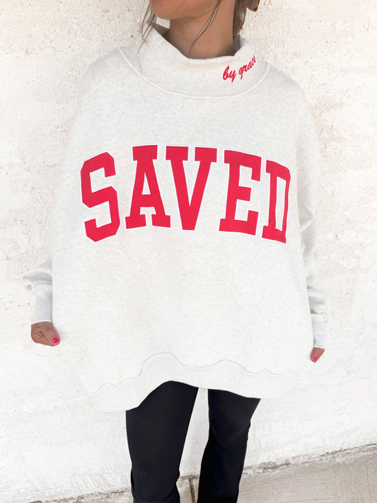 SAVED Embroidered Mock Neck Sweatshirt