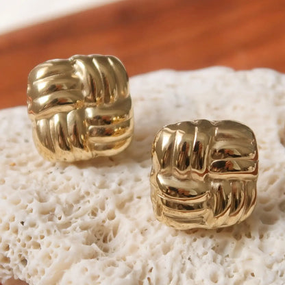 Luella 18K Gold Non-Tarnish Textured Knot Stud Earring