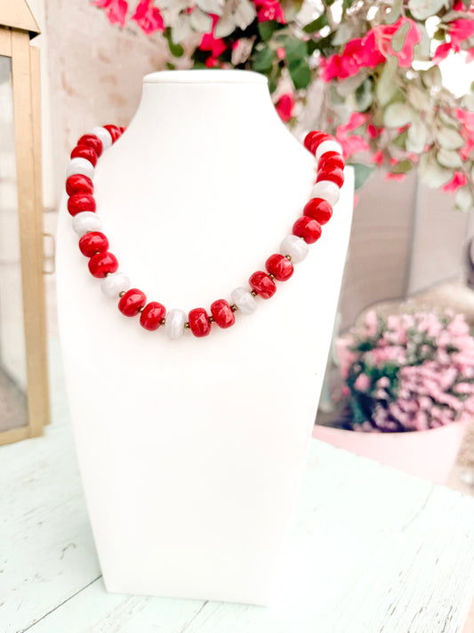 Game Day Marble Beaded Statement Necklace Waterproof