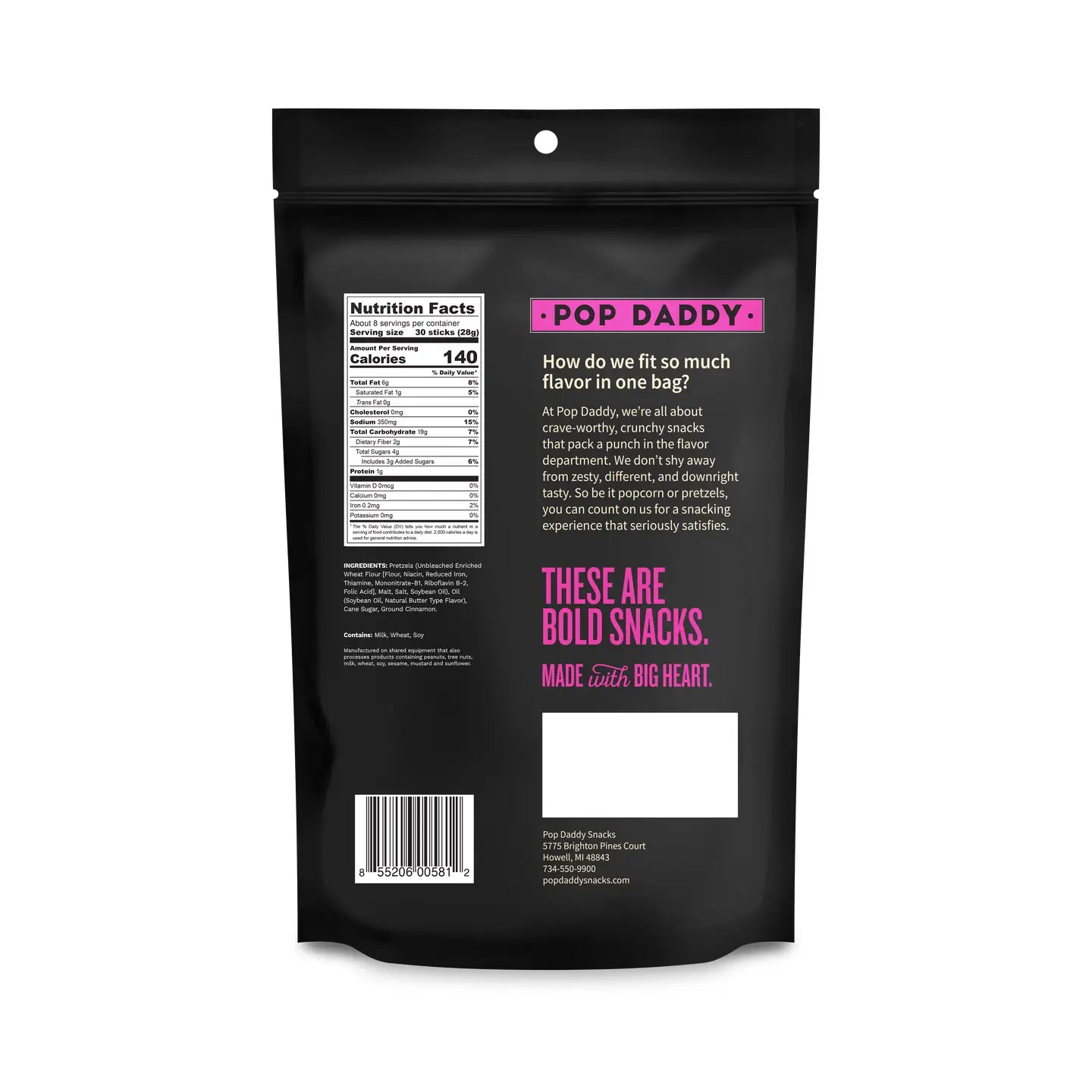Pop Daddy – Cinnamon Sugar Seasoned Pretzels 7.5oz