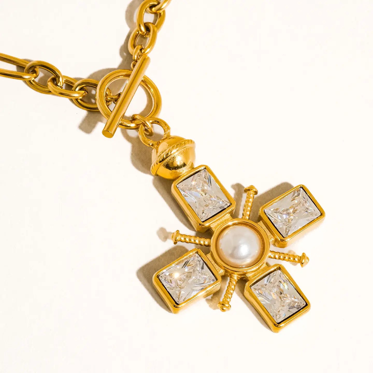 Patrice 18K Gold Non-Tarnish Cross Necklace