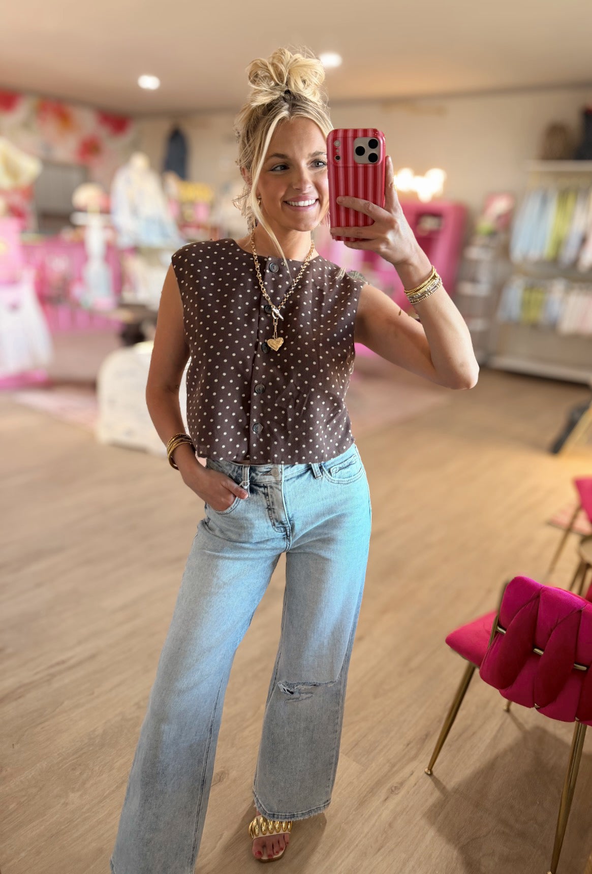 polka dipped top
