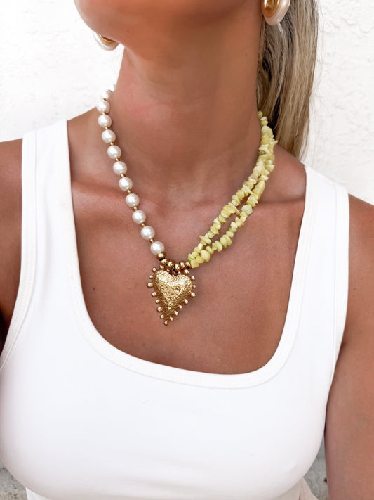 Meadow Pearl Heart Statement Combo Necklace