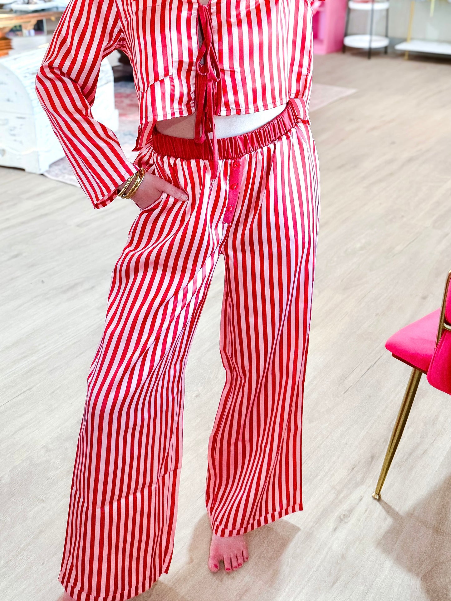 Satin Stripe Pants