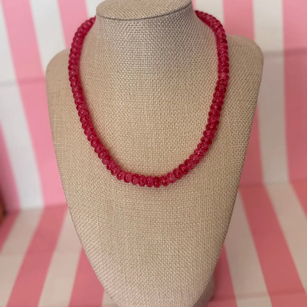 Hot Pink Beaded Necklace