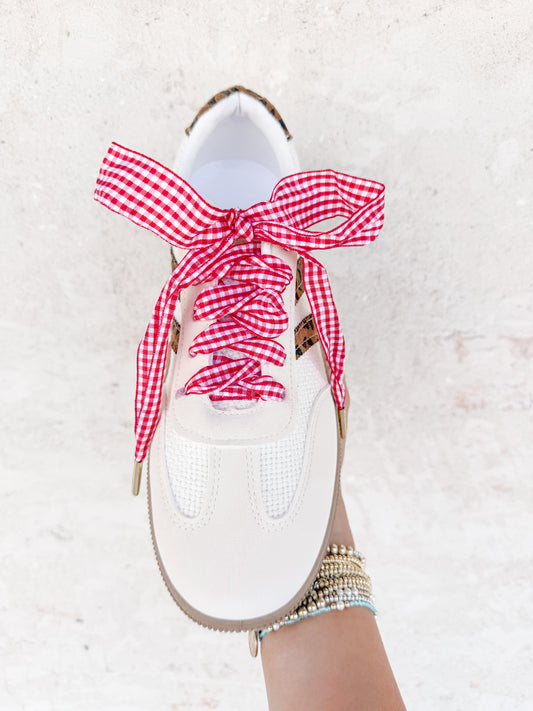 Step It Up Shoelaces-Gingham Red