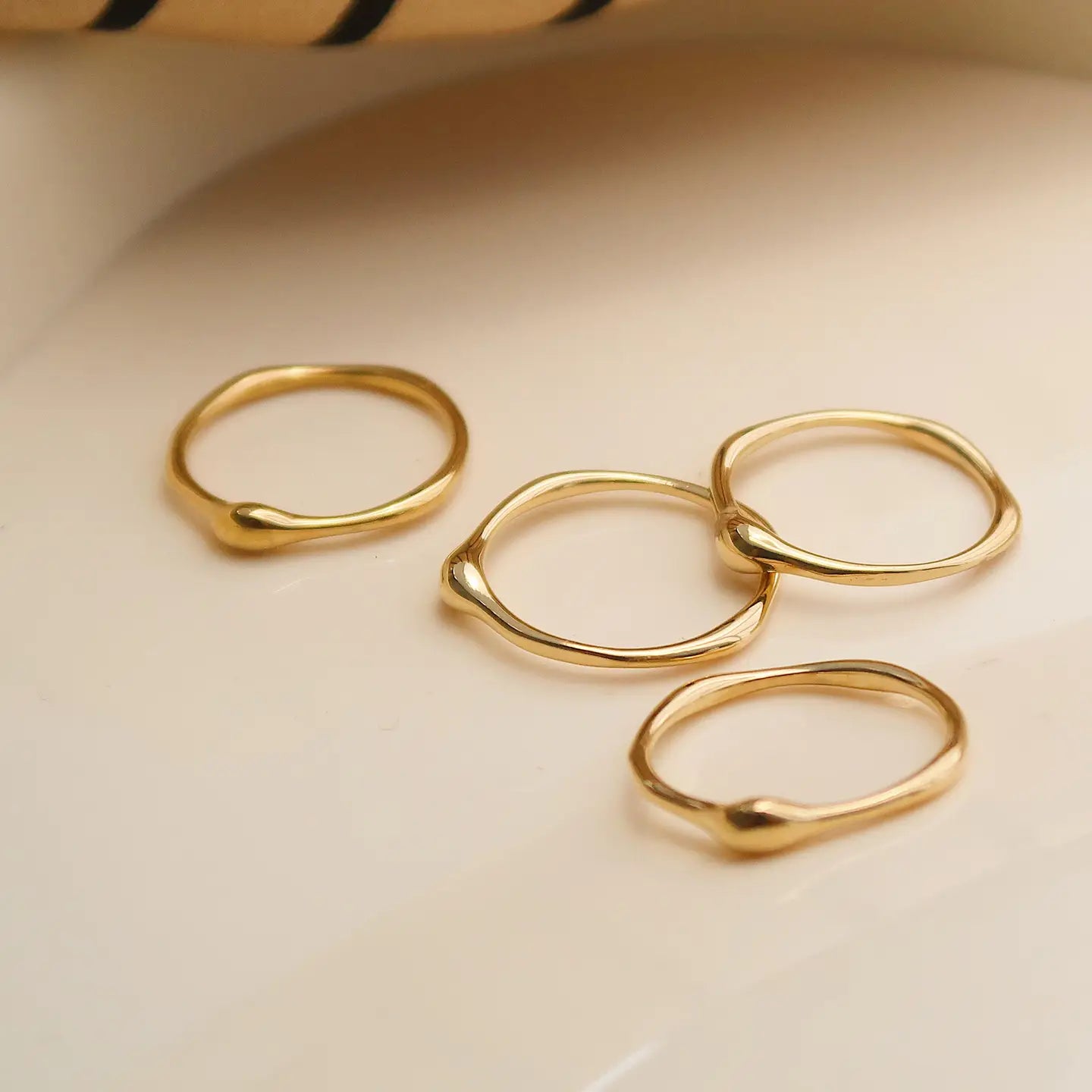 Rowena 18K Gold Non-Tarnish Minimalist Band Rings