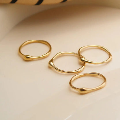 Rowena 18K Gold Non-Tarnish Minimalist Band Rings