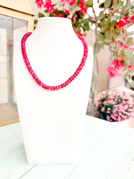Hot Pink Beaded Necklace