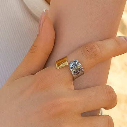 Emmy 18K Gold Non-Tarnish Textured Open Ring