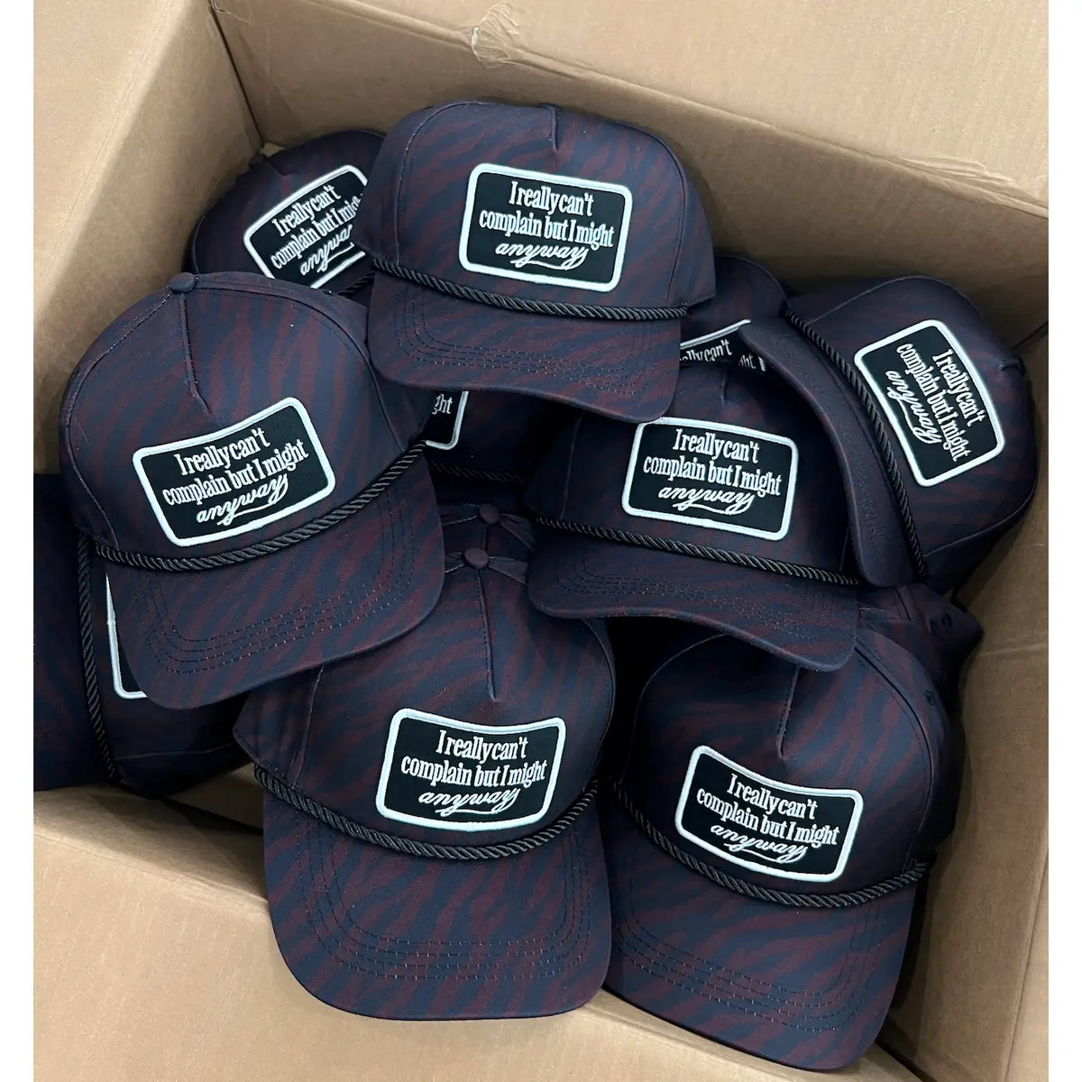I Really Can't Complain But I Might Anyway Zebra Patch Hat