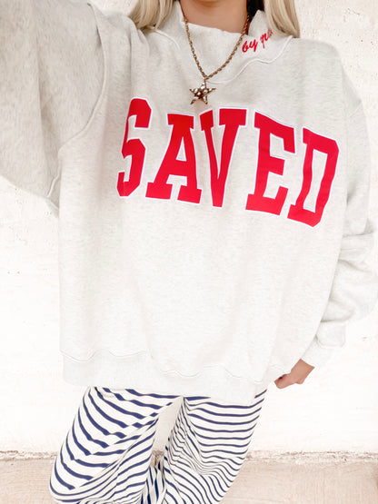 SAVED Embroidered Mock Neck Sweatshirt