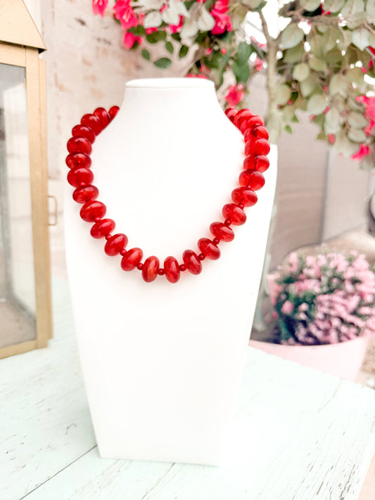 Flat Marble Beaded Statement Necklace