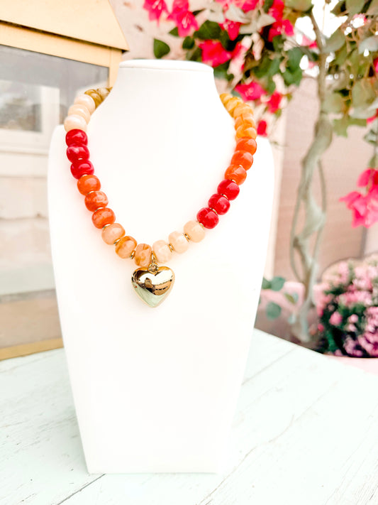 Autumn Bubble Heart Necklace