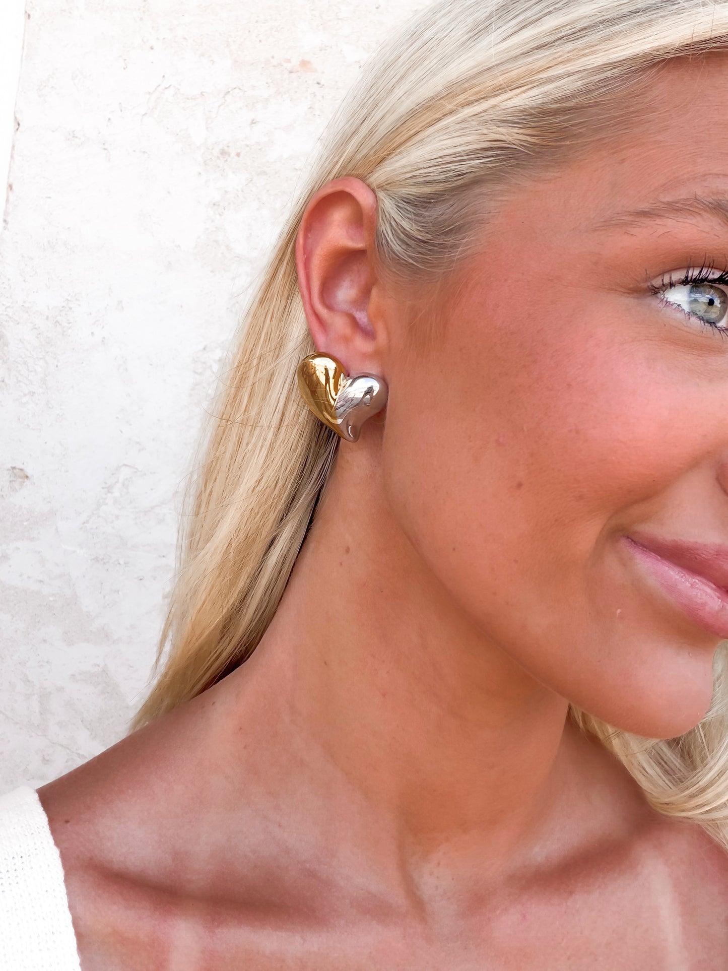 Two Tone Heart Earrings