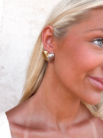 Two Tone Heart Earrings