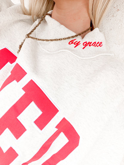SAVED Embroidered Mock Neck Sweatshirt