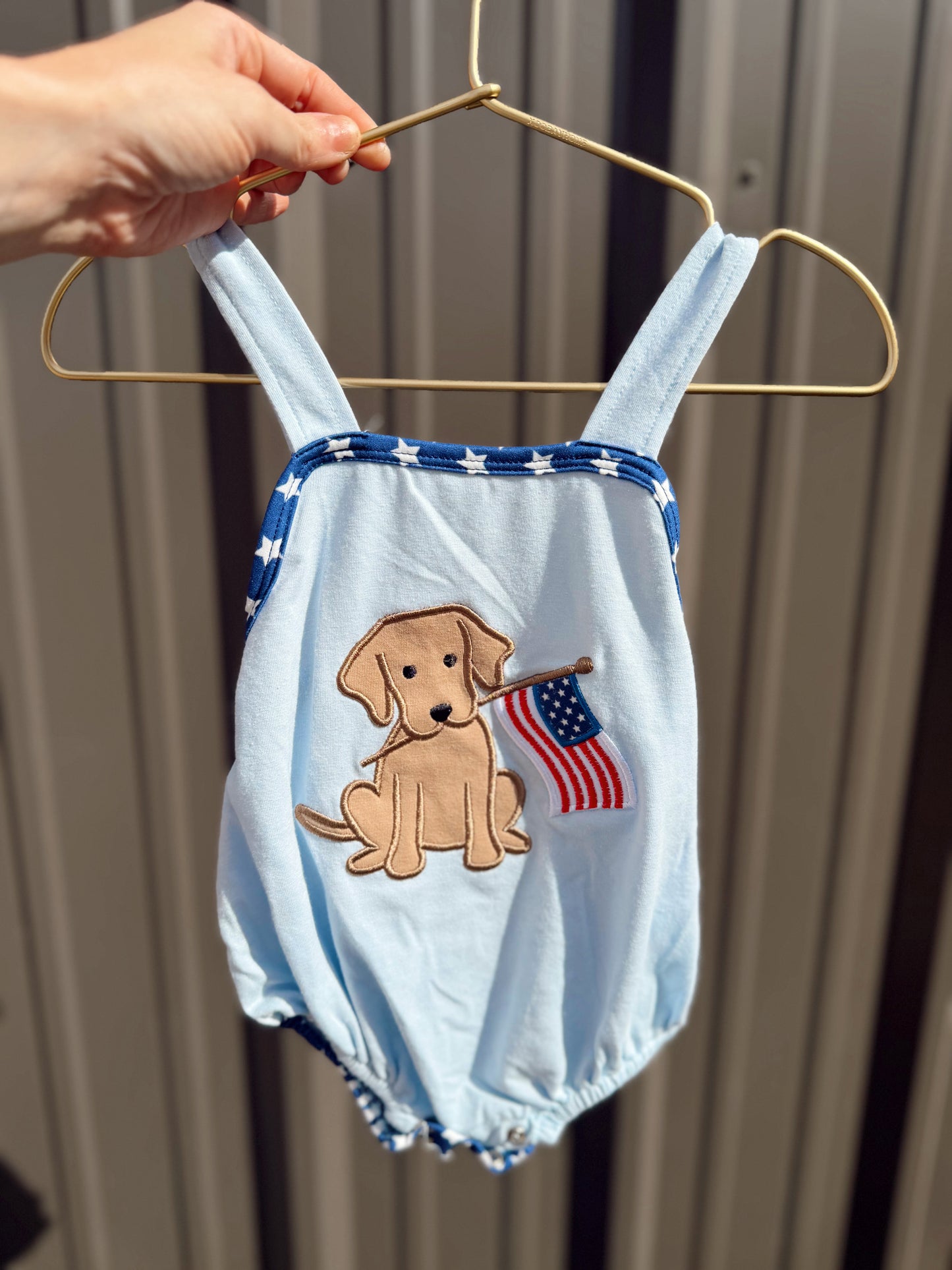 Baby Dog Appliqué Patriotic Bubble