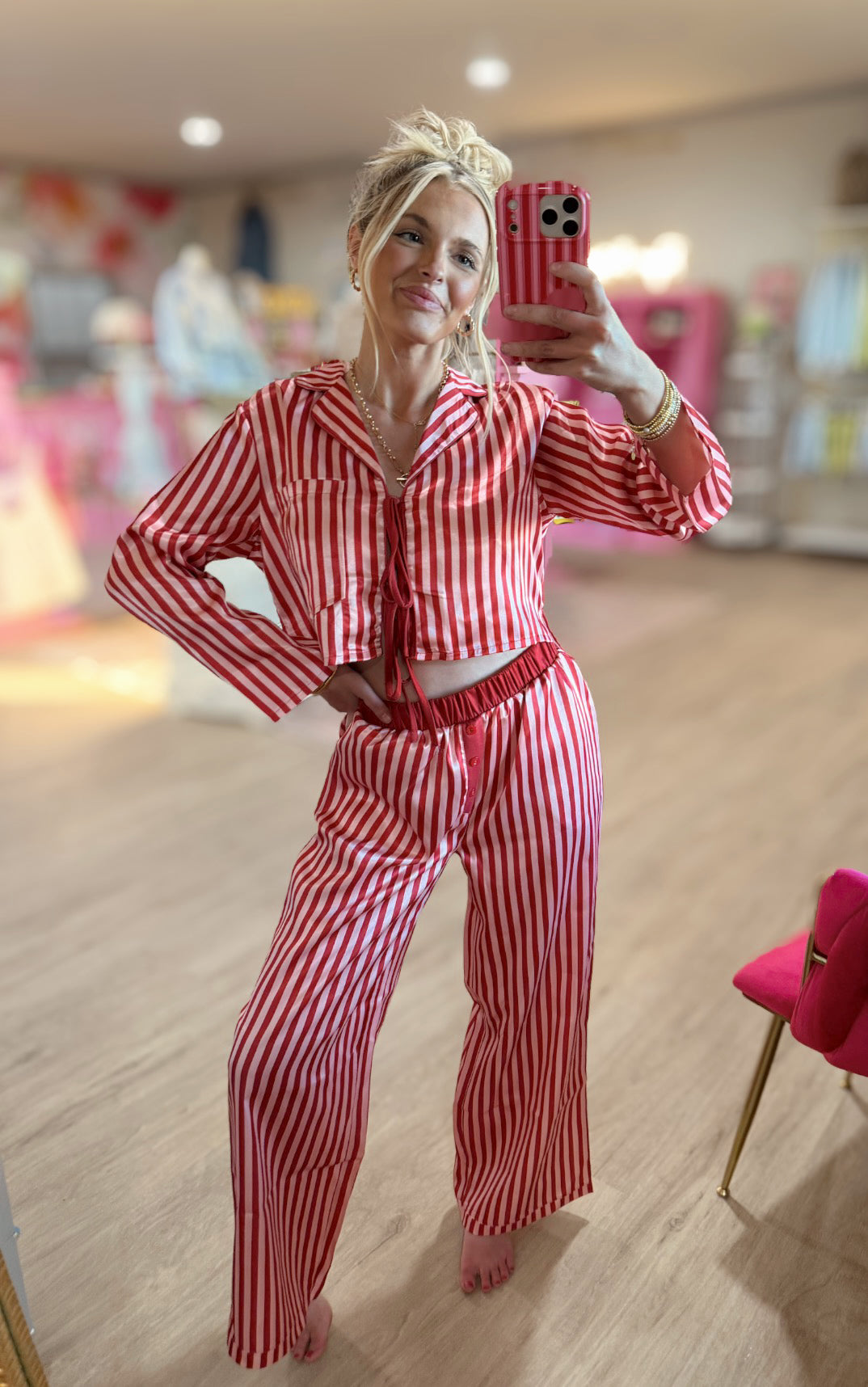 Satin Stripe Top