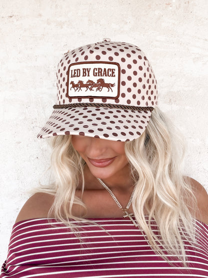 Led By Grace Cream & Brown Polka Dot Patch Hat