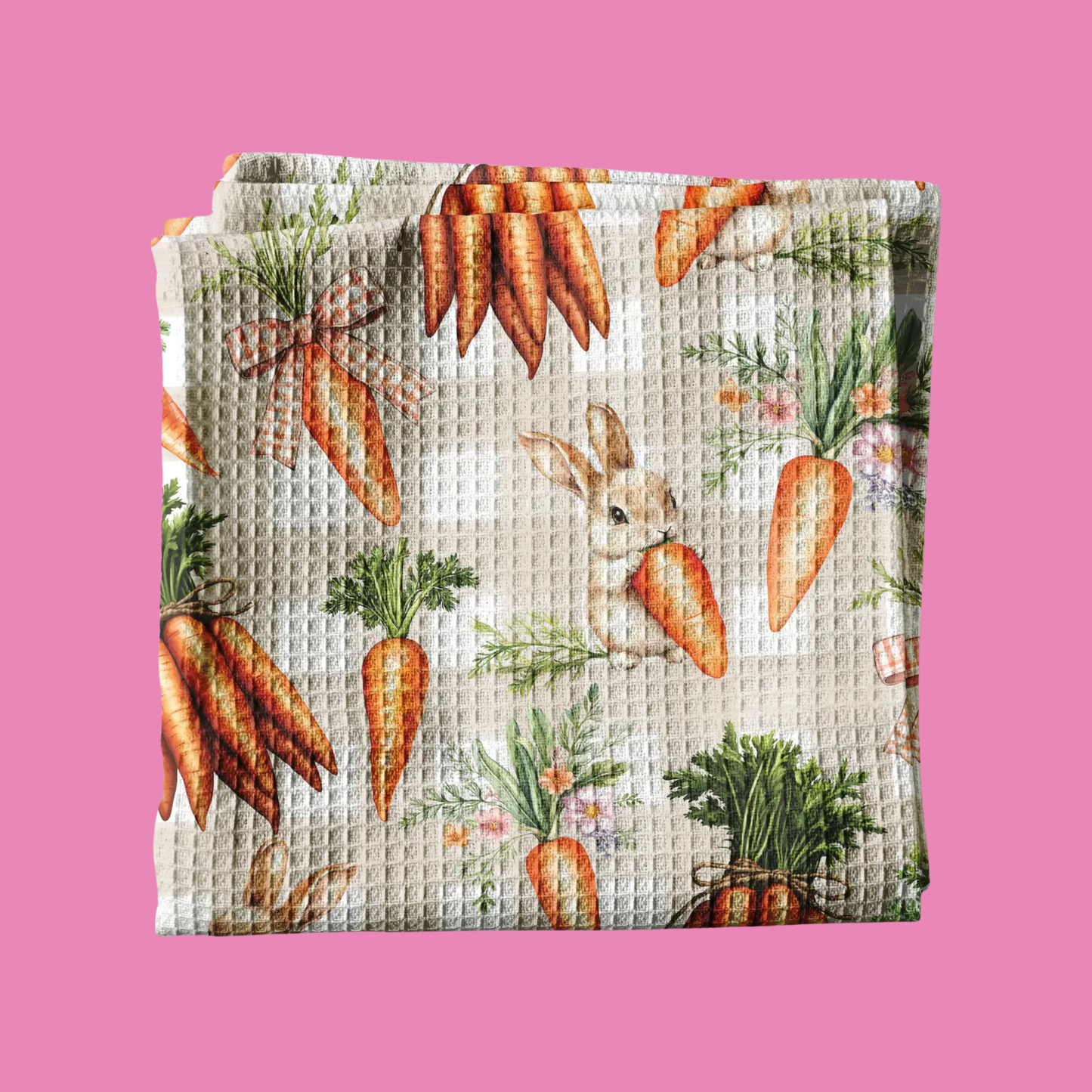 Carrot Easter Bunny Rabbit Spring Kitchen Towel