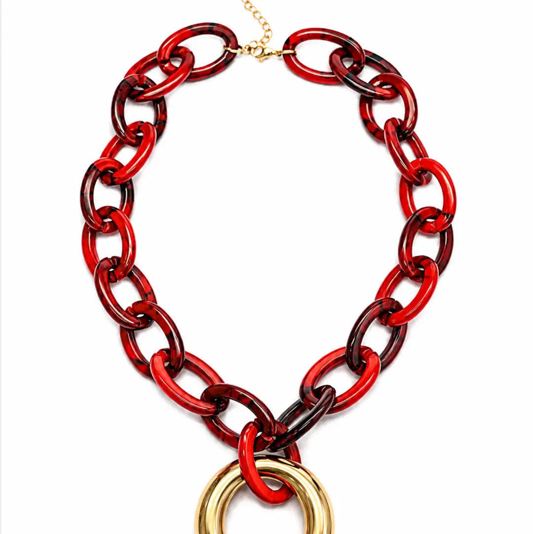 Colin Red Acrylic Chain Necklace