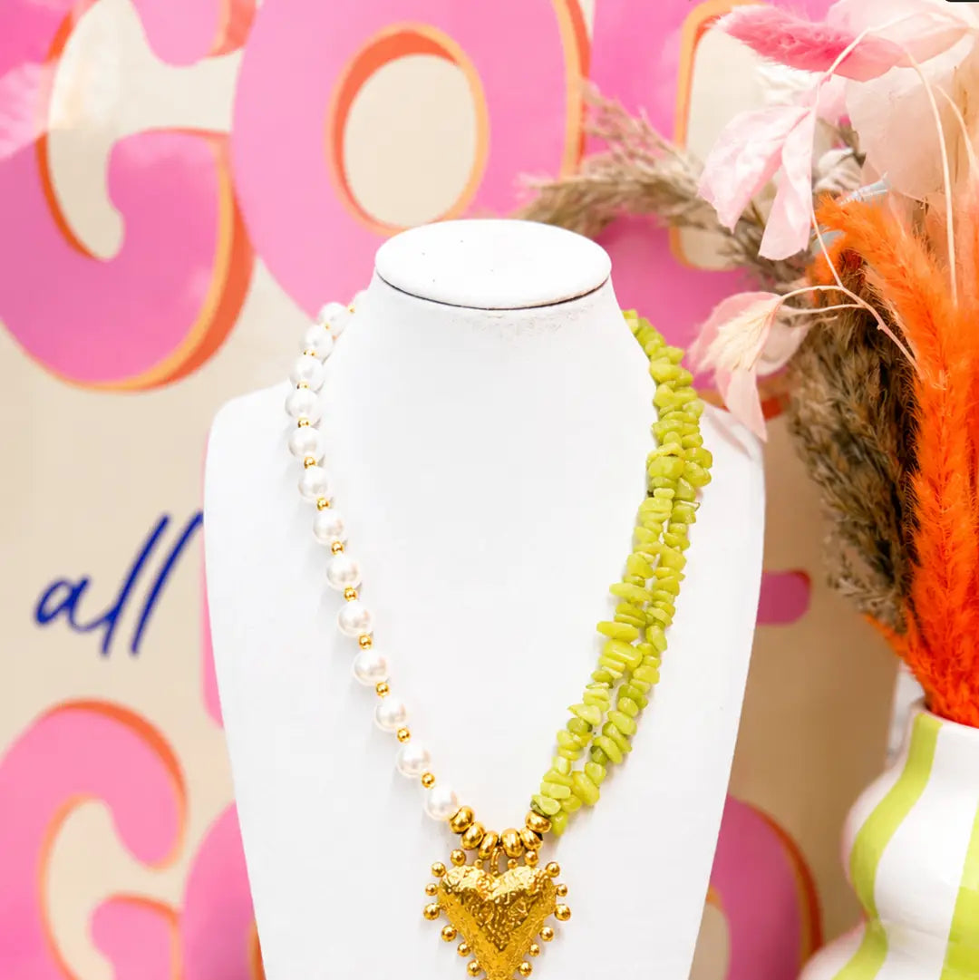 Meadow Pearl Heart Statement Combo Necklace