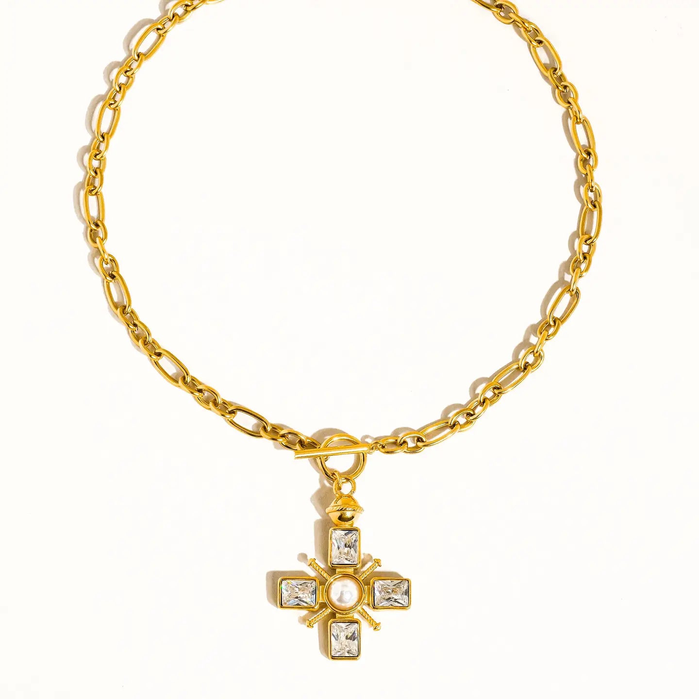 Patrice 18K Gold Non-Tarnish Cross Necklace