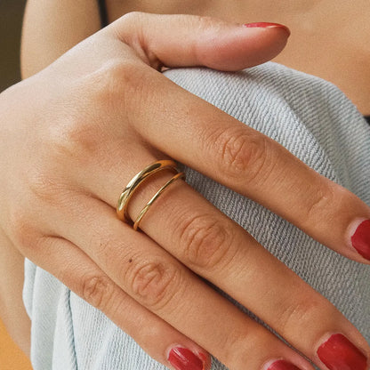 Harvey 18K Gold Non-Tarnish Classic Double Band Ring